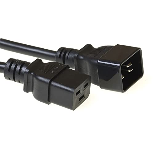 ACT Kaltgerätekabel Verlängerung 0,6m, C19 Buchse auf C20 Stecker, IEC 60320 Netzkabel – AK5085 Schwarz von ACT