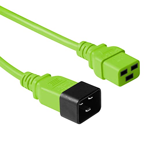 ACT Kaltgerätekabel Verlängerung 0,6m, C19 Buchse auf C20 Stecker, IEC 60320 Netzkabel – AK5096 Grün von ACT