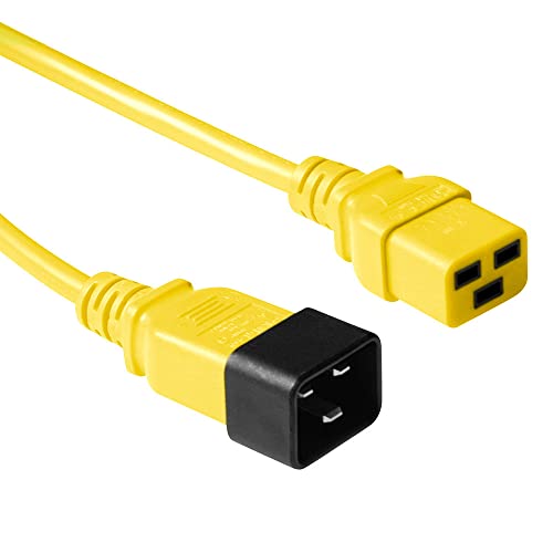 ACT Kaltgerätekabel Verlängerung 0,6m, C19 Buchse auf C20 Stecker, IEC 60320 Netzkabel – AK5100 Gelb von ACT