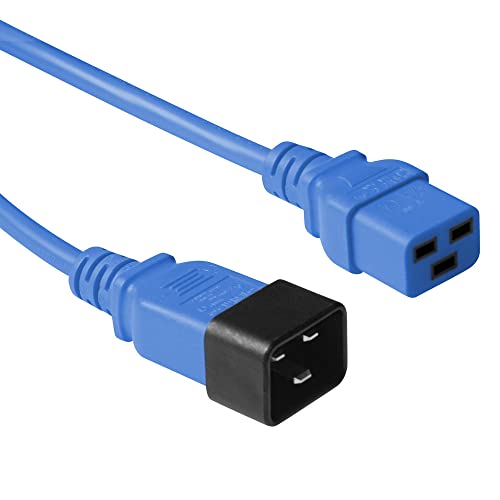 ACT Kaltgerätekabel Verlängerung 1,2m, C19 Buchse auf C20 Stecker, IEC 60320 Netzkabel – AK5093 Blau von ACT