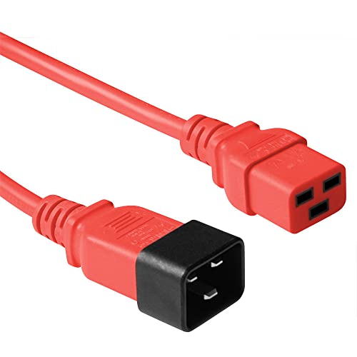 ACT Kaltgerätekabel Verlängerung 3m, C19 Buchse auf C20 Stecker, IEC 60320 Netzkabel – AK5091 Rot von ACT