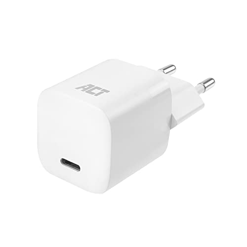 ACT Kompaktes 30w iPhone Ladegerät, USB-C Power Delivery, GaNFast Charger, für iPhone 14/14 Pro/14 Pro Max/13/13 Pro Max/13 Mini/SE 2022, iPad Pro, MacBook Air, Google Pixel 7, Ohne Ladekabel – AC2130 von ACT