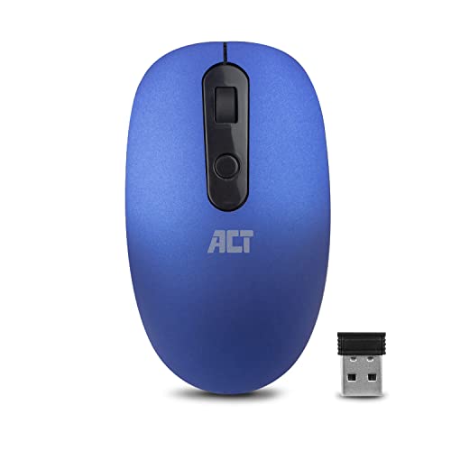 ACT Maus Kabellos Blau - 1200 DPI - 2.4Ghz USB Mini Dongle - Links- und Rechtshänder – Leichtgewicht Wireless Mouse - AC5120 von ACT