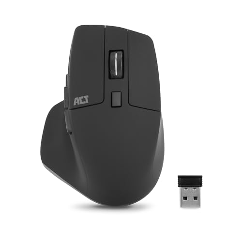 ACT Maus Kabellos Multi-Connect, Leise Click, 2.4Ghz Bluetooth USB Dongle, Kabellose Maus, 2400 DPI, 6 Tasten, Daumengriff, aus recycelten Materialien hergestellt – AC5146 von ACT