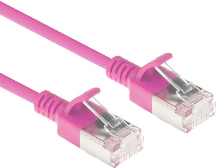 ACT Pink 10 meter LSZH U/FTP CAT6A datacenter slimline patch cable snagless with RJ45 connectors (DC7410) von ACT
