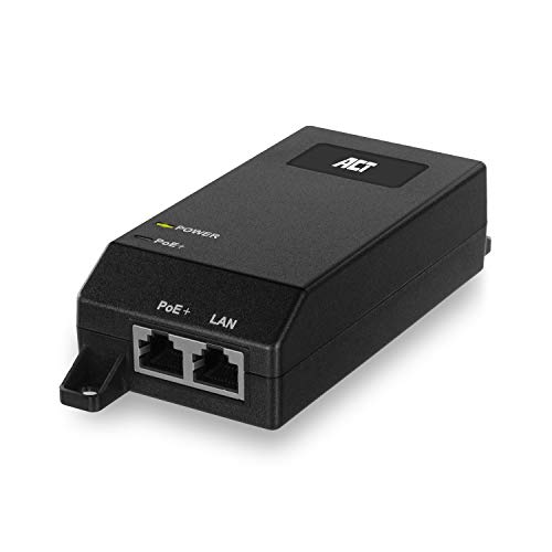 ACT Poe Injector 30W Adapter, IEEE 802.3af/at Power Over Ethernet, Gigabit PoE+ Injektor, 10/100/1000 Mbit/s, Entfernung bis zu 100M – AC4438 von ACT