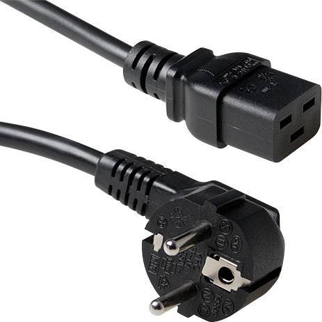 ACT Powercord mains connector CEE7/7 male (angled) - C19 black 3.00 m POWERCORD SCHUKO-C19 BLK 3.00M (AK5186) von ACT
