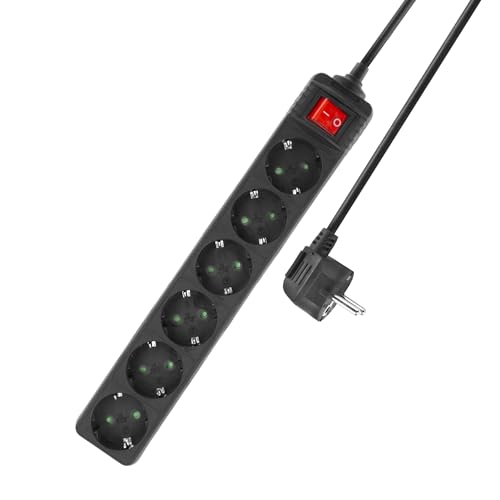 ACT Steckdosenleiste 6-Fach, Steckerleiste mit Schalter, Steckdosenleiste 3m Kabel, Mehrfachsteckdose Schwarz mit Kindersicherung, Verteilersteckdose mit 45 Grad Winkel – AC2465 ACT Steckdosenleiste 6-Fach, Steckerleiste mit Schalter, Steckdosenleiste 3m Kabel, Mehrfachsteckdose Schwarz mit Kindersicherung, Verteilersteckdose mit 45 Grad Winkel – AC2465 von ACT