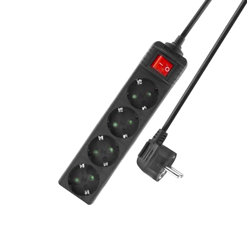 ACT Steckdosenleiste mit beleuchtetem Schalter, 4 Steckdosen, 2m Kabel, schwarz AC2440 ACT Steckdosenleiste mit beleuchtetem Schalter, 4 Steckdosen, 2m Kabel, schwarz AC2440 von ACT