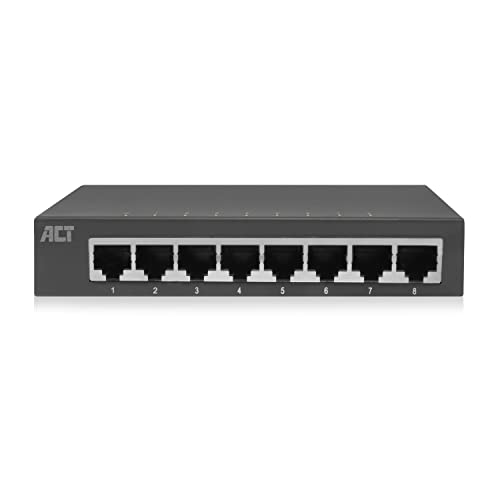 ACT Switch 8 Port, Gigabit Switch 8 Port, Port LEDs, 1000Mbps LAN Switch, Metallgehäuse - AC4418 von ACT