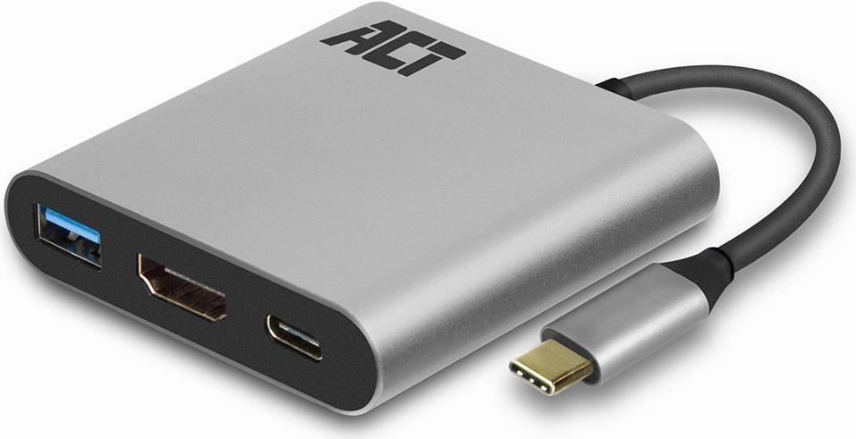 ACT USB-C to HDMI female adapter with PD Pass-Through 60W, 4K, USB-A USB-C - HDMI, USB-A, PD 0,15M (AC7022) von ACT