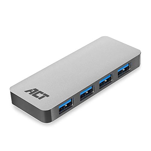 ACT USB Hub, 4-Port USB 3.0, USB Hub Aktiv 3.0 mit Netzteil, Premium Aluminium Gehäuse – AC6120 von ACT