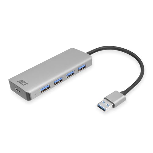 ACT USB Hub 3.0, 4-Port USB 3.2 5Gbps, Optionaler USB-C Strom Anschluss, Plug & Play, für PC/Notebook - AC6121 von ACT