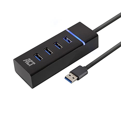 ACT USB Hub 3.0, 4-Port USB 3.2 5Gbps, mit LED-Beleuchtung, Plug & Play, für Desktop PC/Notebook - AC6300 von ACT