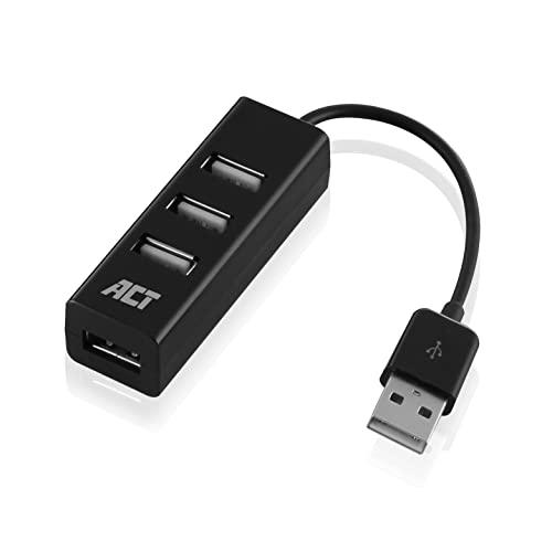 ACT USB Hub Mini, 4-Port USB, tragbarer USB Verteiler, für PC und Laptop - AC6205 von ACT