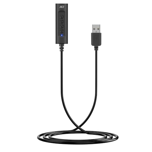 ACT USB Soundkarte, USB auf Klinke 3.5mm Buchse, mit Lautstärkeregler, USB Soundkarte Extern, verbindet Audio und Mikrofon Aux mit PC/Laptop/ - AC9360 von ACT