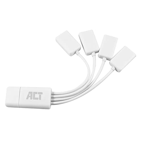 ACT USB Verteiler, 4-Port USB Hub 2.0, tragbarer USB Y Splitter, für PC und Laptop - AC6210 von ACT