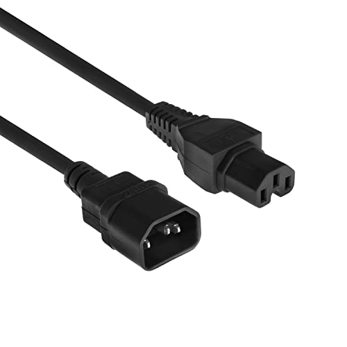 ACT Warmgerätekabel 1,2m C14 Stecker auf C15 Buchse, Stromkabel Verlängerung – AK5233 von ACT