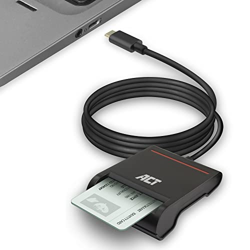 ACT eID Card Reader Belgium, USB C Kartenleser, Nicht für Ausweiss App 2, Power LED Status- AC6020 von ACT