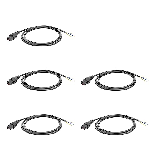 C13 IEC Lock NetzKabel 2 Meter, C13 Buchse mit offenes Ende, Stromkabel zum Konfektionieren, 10A 250V, Multi-Pack 5 Stück - AK5329 von ACT