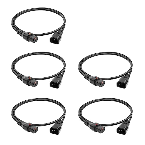 C13 IEC Lock nach C14 Netzkabel 2 Meter, C13 Buchse C14 Stecker Anschluss, 10A 250V Kaltgerätekabel verlängerung IEC Lock, Multi-Pack 5 Stück - AK5328 C13 IEC Lock nach C14 Netzkabel 2 Meter, C13 Buchse C14 Stecker Anschluss, 10A 250V Kaltgerätekabel verlängerung IEC Lock, Multi-Pack 5 Stück - AK5328 von ACT