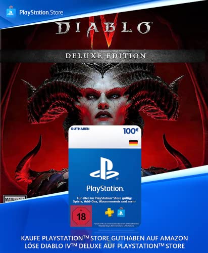 100€ PlayStation Store Guthaben für Diablo IV: Deluxe Edition [Kaufen Sie das Spiel im PS Store] - Deutsches Konto [Code per Email] von ACTIVISION
