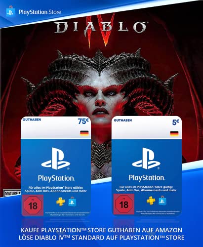 80€ PlayStation Store Guthaben für Diablo IV: Standard Edition [Kaufen Sie das Spiel im PS Store] - Deutsches Konto [Code per Email] von ACTIVISION