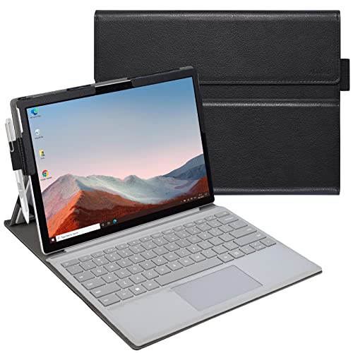 ACdream Hülle für Microsoft Surface Pro 7 Plus/Pro 7 / Pro 6 / Pro 5 / Pro 2017 / Pro 4 / Pro LTE Premium PU Leder Rugged Hard Sleeve Cover Protector Kompatibel mit Type Cover Tastatur, Schwarz von ACdream