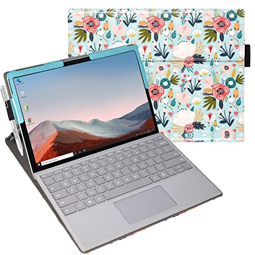 ACdream Schutzhülle für Surface Pro 7+/Pro 7/Pro 6/Pro 5, mehrere Blickwinkel mit Tasche, Business-Cover-Hülle, passend für Tastatur-Ständer, Hill Flower von ACdream