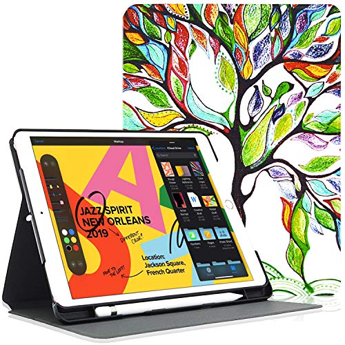 ACdream Schutzhülle für iPad 8th Gen (2020) / 7th Generation (2019) 10.2 Zoll mit Stifthalter, Premium PU Leder Cover mit Auto Wake/Sleep Funktion für iPad Air 3 10.5 / iPad Pro 10.5, Love Tree von ACdream