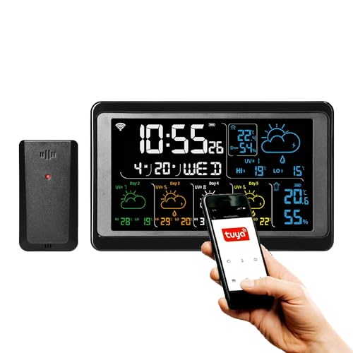 Smart Wi-Fi 2.4GHz Wireless Wetterstation mit Aussensensor IP44, kompatibel mit Alexa, Google Home, Sprachsteuerung Smart Wi-Fi 2.4GHz Wireless Wetterstation mit Aussensensor IP44, kompatibel mit Alexa, Google Home, Sprachsteuerung von ADAKAT