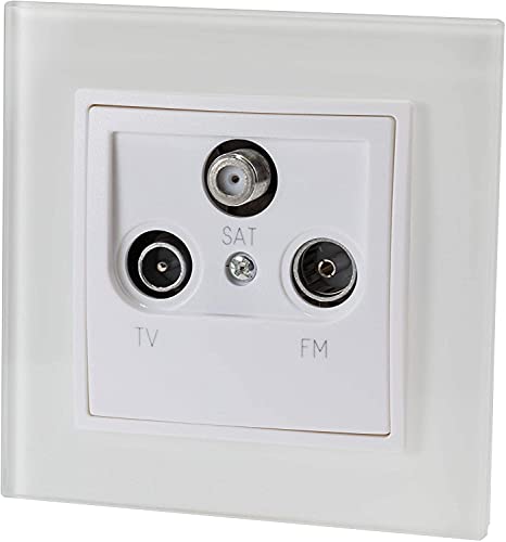 Unterputz Kristallglas Antennendose 3-Fach Sat Kabel TV Radio, All-in-One, Serie K1 weiß von ADAKAT
