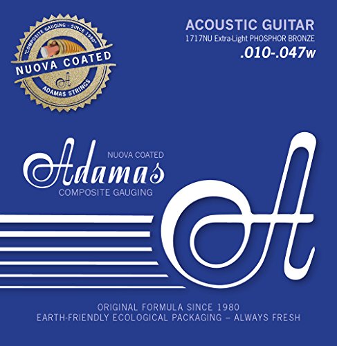 Adamas Saite für Akustikgitarre Nuova blanke, beschichtete Stahlsaiten mit massivem Messing ball-end .011"/0,28mm von ADAMAS