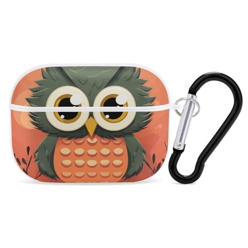 AirPods Pro & Pro 2 Hülle, Cartoon-Eule auf orangefarbenem Hintergrund, Schutzhülle mit Schlüsselanhänger, Front-LED, sichtbar für Damen und Herren AirPods Pro & Pro 2 Hülle, Cartoon-Eule auf orangefarbenem Hintergrund, Schutzhülle mit Schlüsselanhänger, Front-LED, sichtbar für Damen und Herren von ADASGHBY