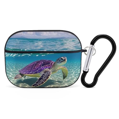 AirPods Pro & Pro 2 Hülle Cover Hawaii mit lila Meeresschildkröte Schutzhülle mit Schlüsselanhänger Front LED sichtbar für Damen Herren AirPods Pro & Pro 2 Hülle Cover Hawaii mit lila Meeresschildkröte Schutzhülle mit Schlüsselanhänger Front LED sichtbar für Damen Herren von ADASGHBY