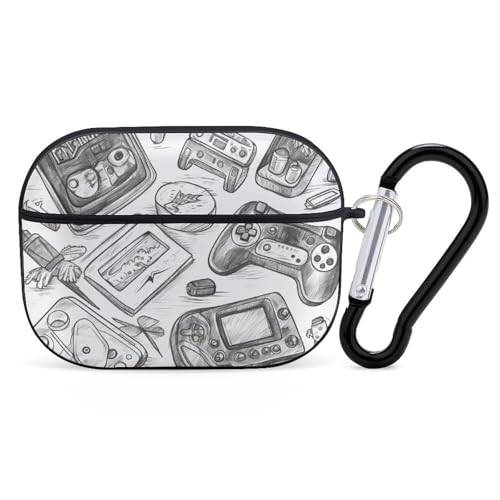 AirPods Pro & Pro 2 Hülle Cover Monochrome Sketch Style Gaming Schutzhülle mit Schlüsselanhänger Front LED Sichtbar für Damen Herren AirPods Pro & Pro 2 Hülle Cover Monochrome Sketch Style Gaming Schutzhülle mit Schlüsselanhänger Front LED Sichtbar für Damen Herren von ADASGHBY