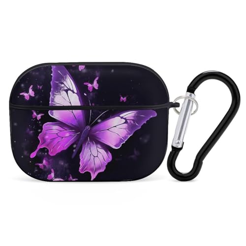 AirPods Pro & Pro 2 Hülle Cover Schmetterling Lila Schutzhülle mit Schlüsselanhänger Front LED Sichtbar für Damen Herren AirPods Pro & Pro 2 Hülle Cover Schmetterling Lila Schutzhülle mit Schlüsselanhänger Front LED Sichtbar für Damen Herren von ADASGHBY