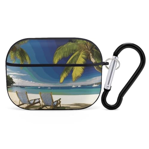 AirPods Pro & Pro 2 Hülle Cover Strand Palme Stühle Boote Schutzhülle mit Schlüsselanhänger Front LED Sichtbar für Damen Herren AirPods Pro & Pro 2 Hülle Cover Strand Palme Stühle Boote Schutzhülle mit Schlüsselanhänger Front LED Sichtbar für Damen Herren von ADASGHBY