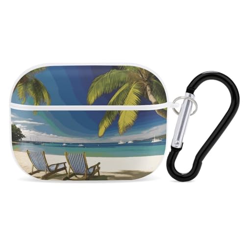 AirPods Pro & Pro 2 Hülle Cover Strand Palme Stühle Boote Schutzhülle mit Schlüsselanhänger Front LED Sichtbar für Damen Herren AirPods Pro & Pro 2 Hülle Cover Strand Palme Stühle Boote Schutzhülle mit Schlüsselanhänger Front LED Sichtbar für Damen Herren von ADASGHBY