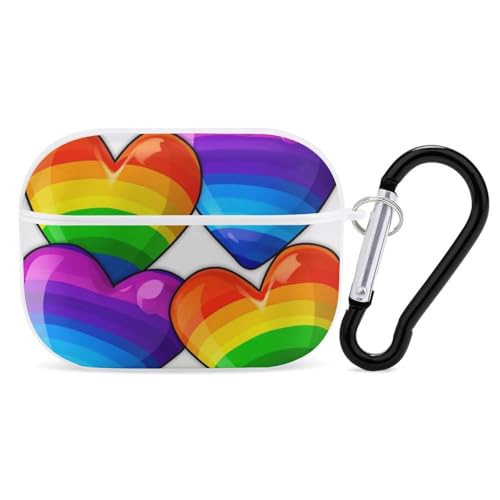AirPods Pro & Pro 2 Schutzhülle, Regenbogenfarben, Gay Pride, Herzen, Schutzhülle mit Schlüsselanhänger, LED, sichtbar für Damen und Herren AirPods Pro & Pro 2 Schutzhülle, Regenbogenfarben, Gay Pride, Herzen, Schutzhülle mit Schlüsselanhänger, LED, sichtbar für Damen und Herren von ADASGHBY