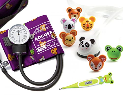 ADC Pro’s Combo Adimals - Set: Taschen-Aneroid-Blutdruckmessgerät, pädiatrisches Stethoskop und Thermometer ADC Pro’s Combo Adimals - Set: Taschen-Aneroid-Blutdruckmessgerät, pädiatrisches Stethoskop und Thermometer von ADC