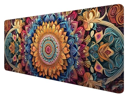 Gaming Mauspad XXL 1000 x 500 mm, Mandala Mauspad Groß mit Vernähten Kanten, Gaming Mousepad Blume mit Verbessert Präzision und Geschwindigkeit, Mousepad XXL Wasserdicht für Gaming, Büro, Zuhause I-8 Gaming Mauspad XXL 1000 x 500 mm, Mandala Mauspad Groß mit Vernähten Kanten, Gaming Mousepad Blume mit Verbessert Präzision und Geschwindigkeit, Mousepad XXL Wasserdicht für Gaming, Büro, Zuhause I-8 von ADCCAT