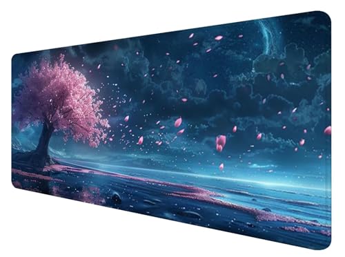 Gaming Mauspad XXL 800 x 300 mm, Kirschblüten Mauspad Groß mit Vernähten Kanten, Gaming Mousepad Nacht mit Verbessert Präzision und Geschwindigkeit, Mousepad XXL Wasserdicht für Büro, Zimmer Deko Y-1 Gaming Mauspad XXL 800 x 300 mm, Kirschblüten Mauspad Groß mit Vernähten Kanten, Gaming Mousepad Nacht mit Verbessert Präzision und Geschwindigkeit, Mousepad XXL Wasserdicht für Büro, Zimmer Deko Y-1 von ADCCAT