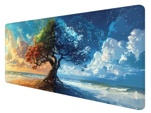 Gaming Mauspad XXL 800 x 400 mm, Baum Lebens Mauspad Groß mit Vernähten Kanten, Gaming Mousepad Landschaft mit Verbessert Präzision und Geschwindigkeit, Mousepad XXL Wasserdicht für Büro, Desk I-9 Gaming Mauspad XXL 800 x 400 mm, Baum Lebens Mauspad Groß mit Vernähten Kanten, Gaming Mousepad Landschaft mit Verbessert Präzision und Geschwindigkeit, Mousepad XXL Wasserdicht für Büro, Desk I-9 von ADCCAT