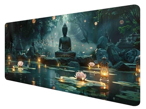 Gaming Mauspad XXL 800 x 400 mm, Buddha Mauspad Groß mit Vernähten Kanten, Gaming Mousepad Blume mit Verbessert Präzision und Geschwindigkeit, Mousepad XXL Wasserdicht für Gaming, Büro, Zuhause A-8 Gaming Mauspad XXL 800 x 400 mm, Buddha Mauspad Groß mit Vernähten Kanten, Gaming Mousepad Blume mit Verbessert Präzision und Geschwindigkeit, Mousepad XXL Wasserdicht für Gaming, Büro, Zuhause A-8 von ADCCAT