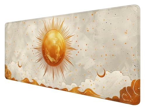 Gaming Mauspad XXL 800 x 400 mm, Sonne Mauspad Groß mit Vernähten Kanten, Gaming Mousepad Grau mit Verbessert Präzision und Geschwindigkeit, Mousepad XXL Wasserdicht für Gaming, Büro, Zuhause W-9 Gaming Mauspad XXL 800 x 400 mm, Sonne Mauspad Groß mit Vernähten Kanten, Gaming Mousepad Grau mit Verbessert Präzision und Geschwindigkeit, Mousepad XXL Wasserdicht für Gaming, Büro, Zuhause W-9 von ADCCAT