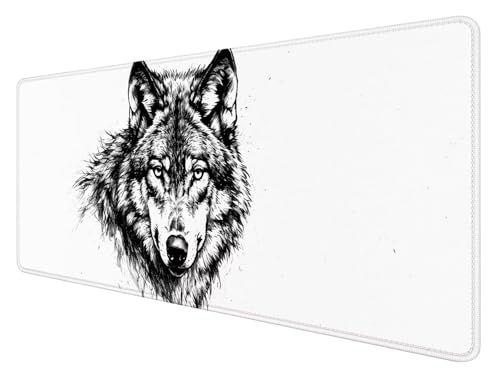 Gaming Mauspad XXL 800 x 400 mm, Weiß Mauspad Groß mit Vernähten Kanten, Gaming Mousepad Wolf mit Verbessert Präzision und Geschwindigkeit, Gaming Mousepad XXL Wasserdicht für Gaming, Büro, Zimmer Y-8 Gaming Mauspad XXL 800 x 400 mm, Weiß Mauspad Groß mit Vernähten Kanten, Gaming Mousepad Wolf mit Verbessert Präzision und Geschwindigkeit, Gaming Mousepad XXL Wasserdicht für Gaming, Büro, Zimmer Y-8 von ADCCAT