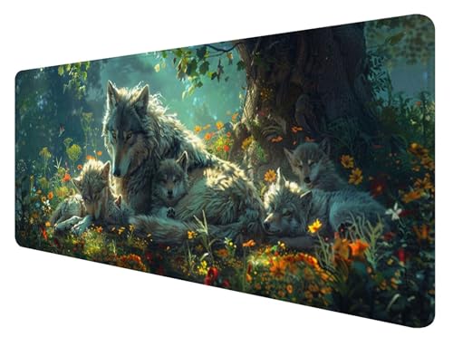 Gaming Mauspad XXL 800 x 400 mm, Wolf Mauspad Groß mit Vernähten Kanten, Gaming Mousepad Tier mit Verbessert Präzision und Geschwindigkeit, Gaming Mousepad XXL Wasserdicht für Gaming, Büro, Zimmer T-3 Gaming Mauspad XXL 800 x 400 mm, Wolf Mauspad Groß mit Vernähten Kanten, Gaming Mousepad Tier mit Verbessert Präzision und Geschwindigkeit, Gaming Mousepad XXL Wasserdicht für Gaming, Büro, Zimmer T-3 von ADCCAT