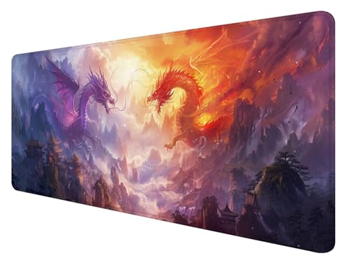 Gaming Mauspad XXL 900 x 400 mm, Drachen Mauspad Groß mit Vernähten Kanten, Gaming Mousepad Landschaft mit Verbessert Präzision und Geschwindigkeit, Mousepad XXL Wasserdicht für Büro, Zimmer Deko P-0 Gaming Mauspad XXL 900 x 400 mm, Drachen Mauspad Groß mit Vernähten Kanten, Gaming Mousepad Landschaft mit Verbessert Präzision und Geschwindigkeit, Mousepad XXL Wasserdicht für Büro, Zimmer Deko P-0 von ADCCAT