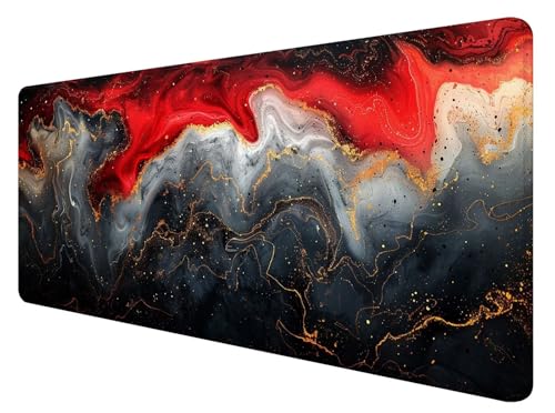 Mauspad XXL, 1000x500mm Gaming Mauspad Schwarz Rot, XXL Mousepad Groß mit rutschfeste Gummibasis, Mauspad Marmor Wasserdicht & rutschfest, Großer Erweiterter Schreibtischunterlage für Home Office G-6 Mauspad XXL, 1000x500mm Gaming Mauspad Schwarz Rot, XXL Mousepad Groß mit rutschfeste Gummibasis, Mauspad Marmor Wasserdicht & rutschfest, Großer Erweiterter Schreibtischunterlage für Home Office G-6 von ADCCAT